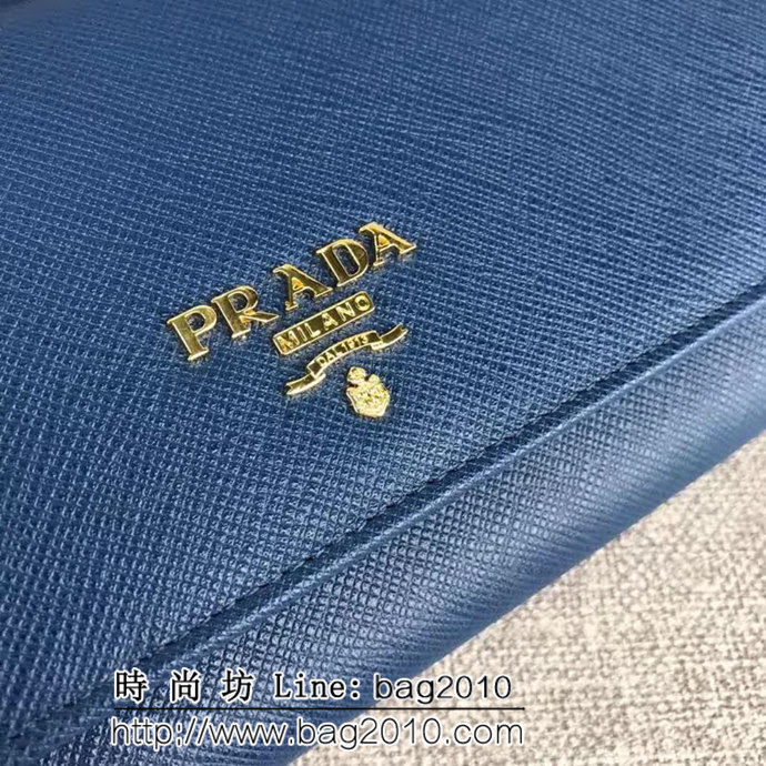 PRADA普拉達 經典爆款 頂級原單十字紋牛皮 女士翻蓋錢夾 配鏈條 1MH132 DD1415
